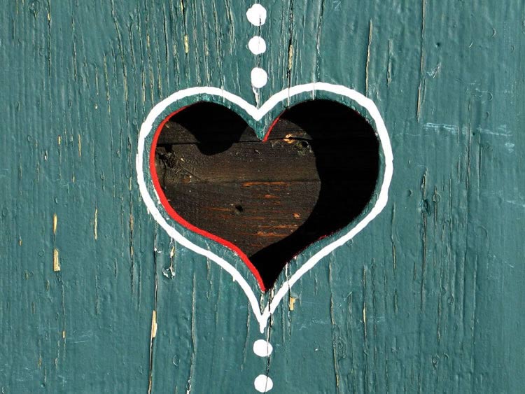 IMMAGINE D'AMORE CUORE NEL LEGNO